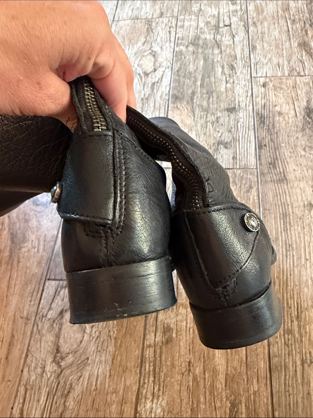 Frye Melissa Tall Leather Boots Black Back Zip 6.5 - Picture 5 of 7